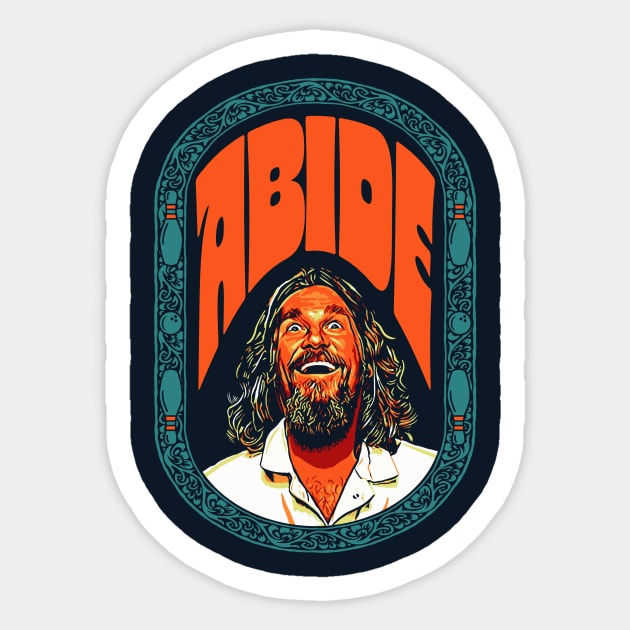 Abide - The Dude Lebowski Vintage Dream Sequence Bowling Design Sticker by GIANTSTEPDESIGN
